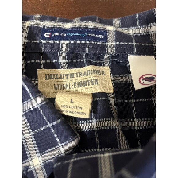 Duluth Trading Co Mens Plaid Wrinkle Fighter Relxed Fit Button Down Lrg Workwear - Picture 2 of 2